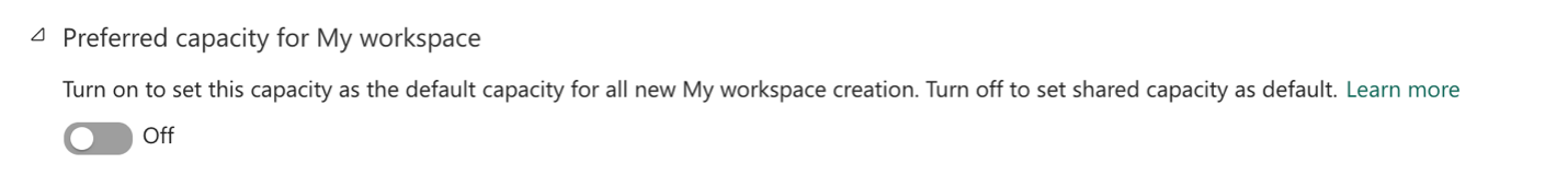 Preferred capacity for all new workspaces